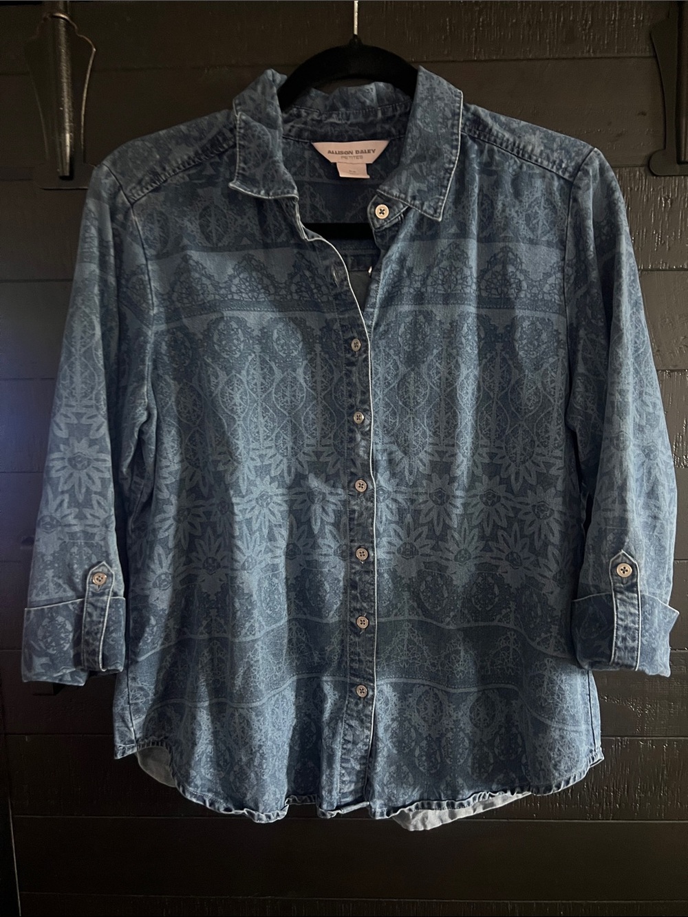 Allison Daley Blue Printed Button-Down Shirt